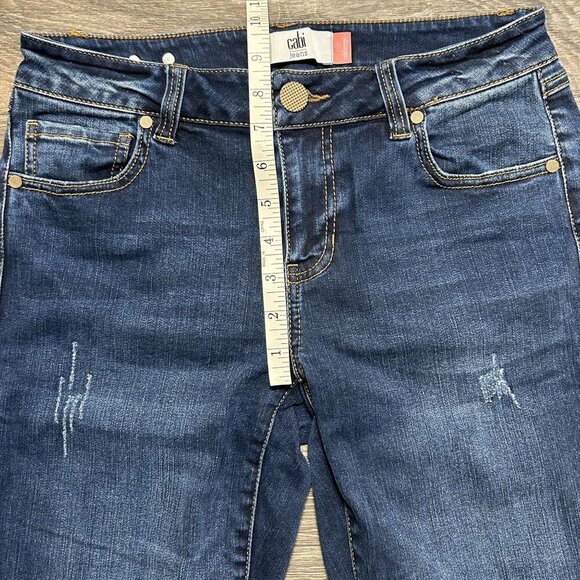 CAbi Jeans Size 4 Style 3752 Original Wash Skinny Denim Dark Wash Distressed - Picture 9 of 12